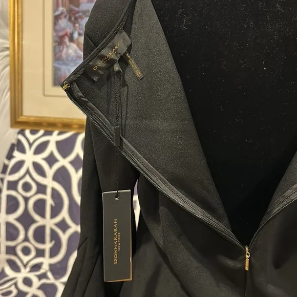 🎉NWT Donna Karan NY black bell sleeve, round neck A line Dress. - Picture 8 of 8